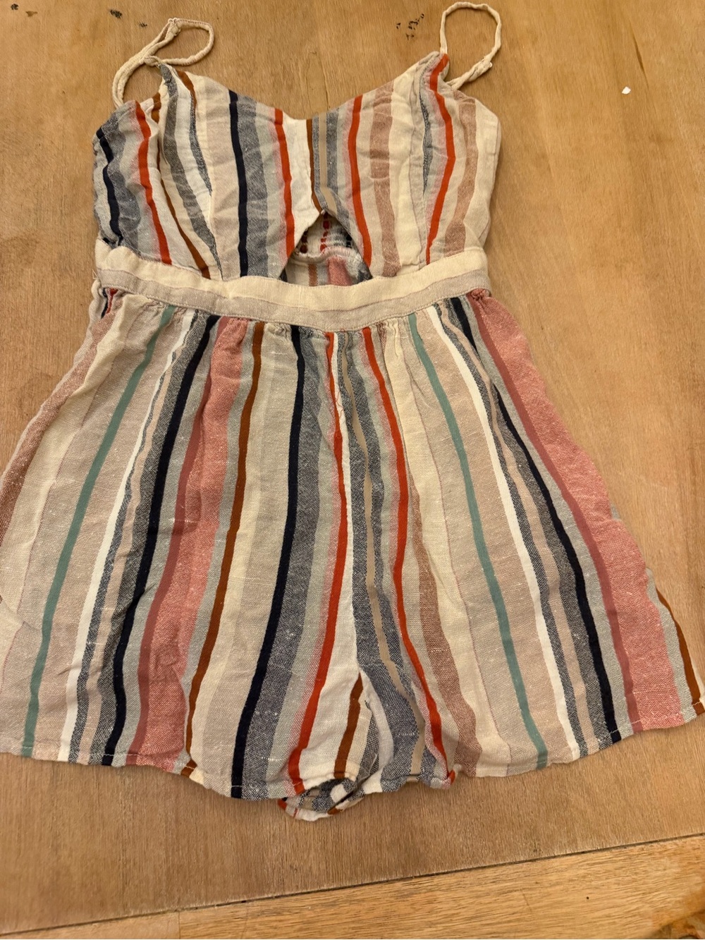 American Eagle Outfitters Cream Multicolor Striped Romper